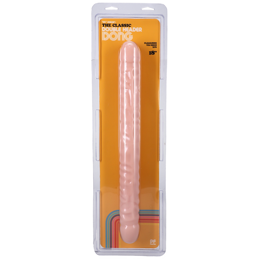 Geaderde Dubbele Kop – Dildo met Dubbele Einden – 18 / 45 cm