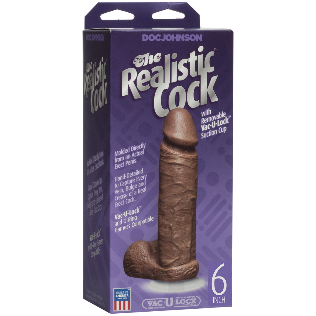 Realistische Cock met Ballen – Verwijderbare Vac-U-Lock Zuignap – 6 / 16 cm – Karamel