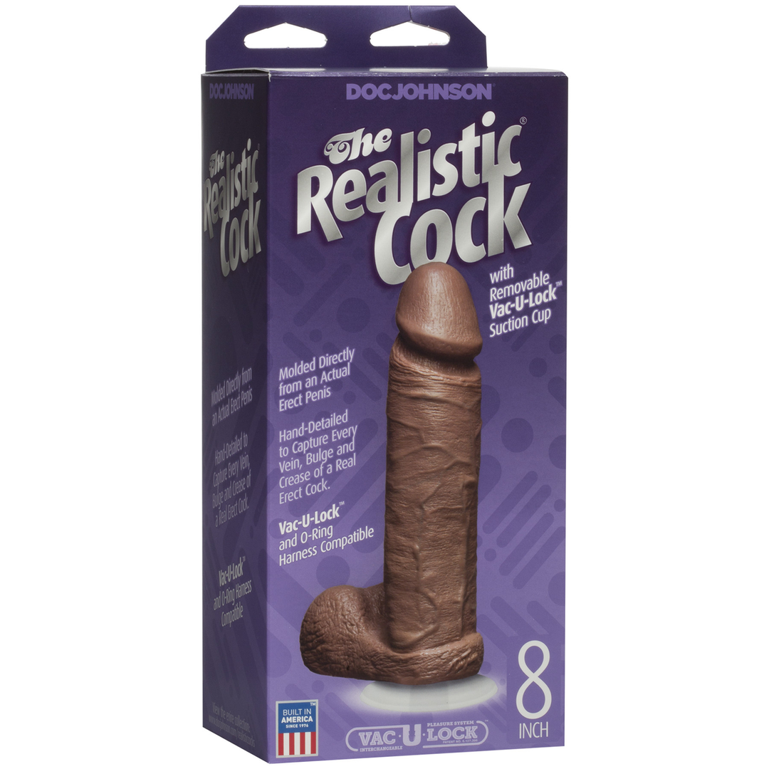 Realistische Cock met Ballen – Verwijderbare Vac-U-Lock Zuignap – 8 / 20 cm – Caramel