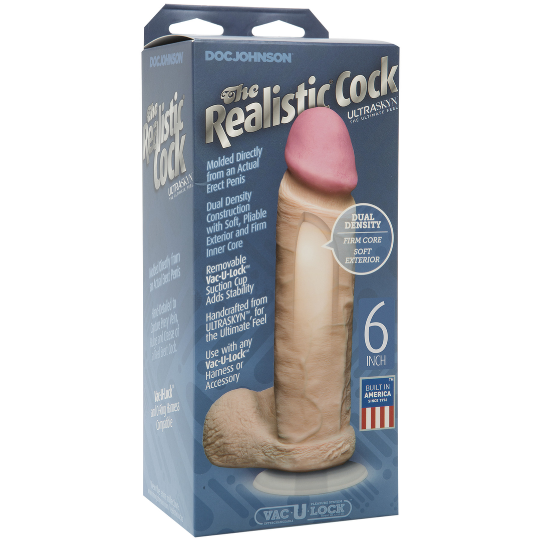 Realistic Cock met Ballen – Verwijderbare Vac-U-Lock Zuignap – ULTRASKYN – 6 / 16 cm – Vanille