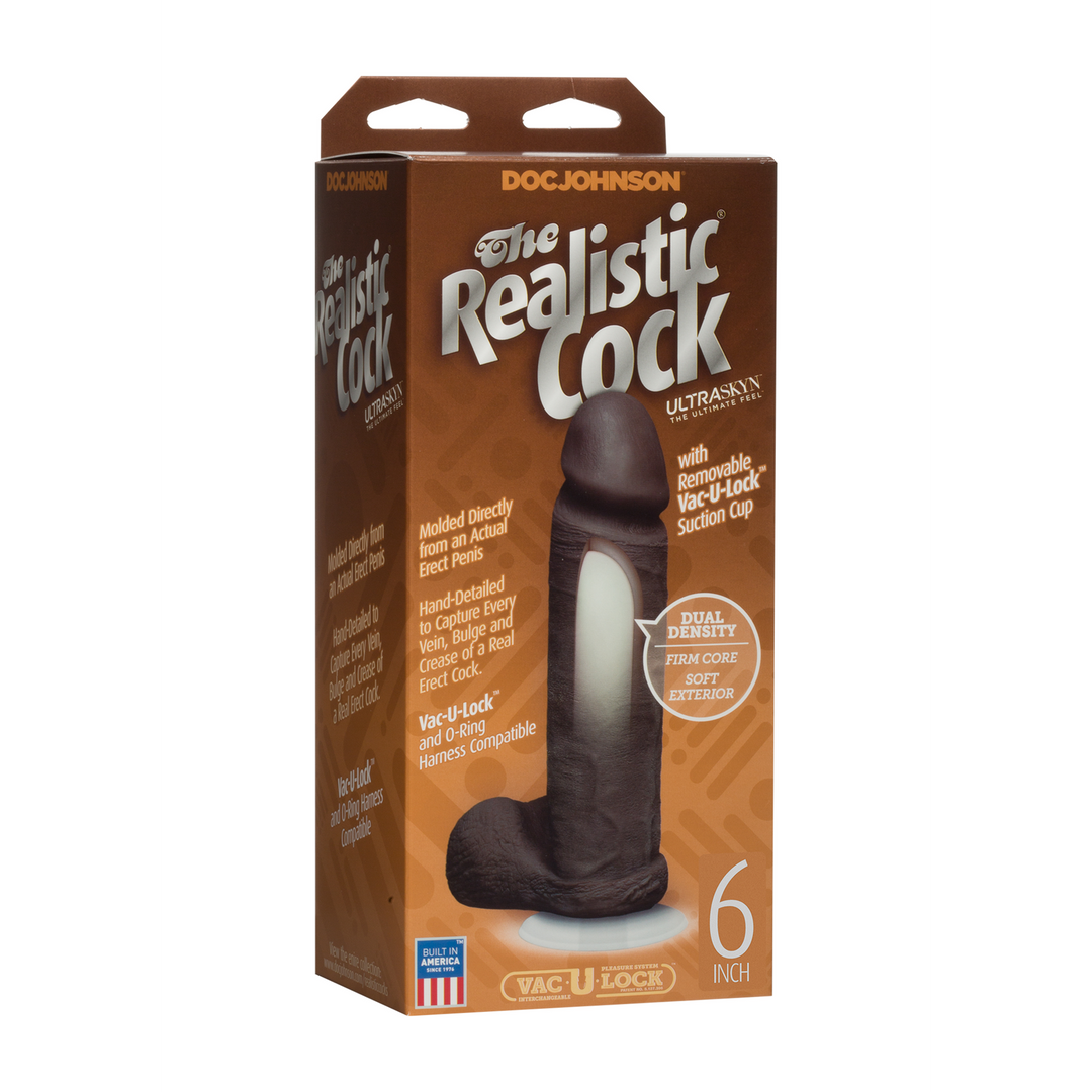 Realistische Cock met Ballen – Verwijderbare VacULock Zuignap – ULTRASKYN – 6 / 16 cm – Chocolade