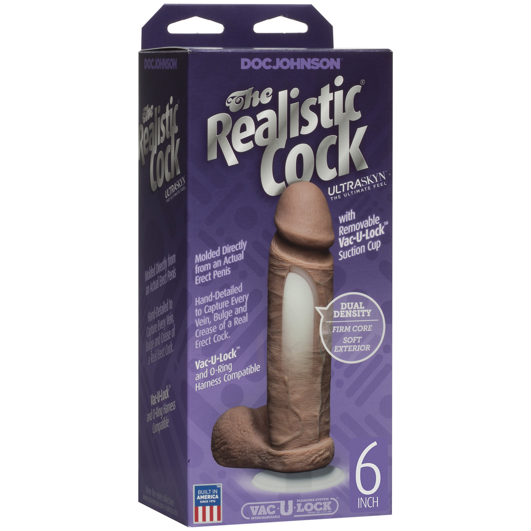 Realistische Cock met Ballen – Verwijderbare Vac-U-Lock Zuignap – ULTRASKYN – 6 / 16 cm – Karamel