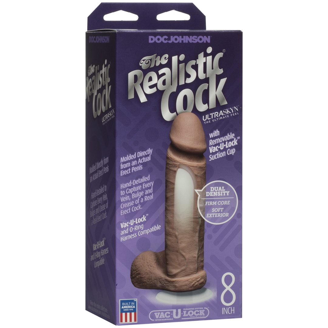 Realistische Cock met Ballen – Verwijderbare Vac-U-Lock Zuignap – ULTRASKYN – 8 / 20 cm – Karamel