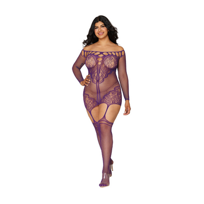 Garter Dress Diamond – Plus Size – Aubergine