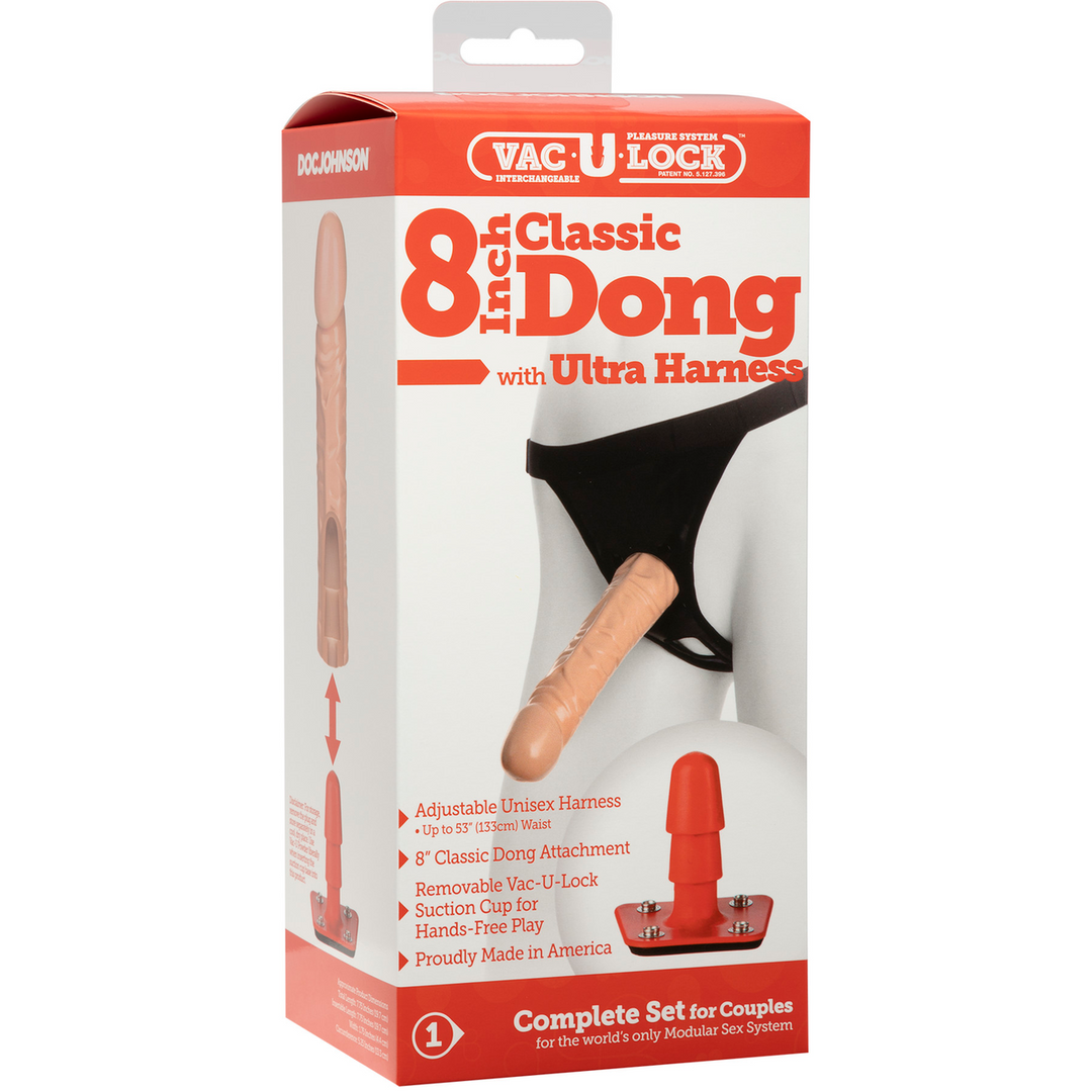 Klassieke dildo met Ultra harnas – 20 cm – Vanille