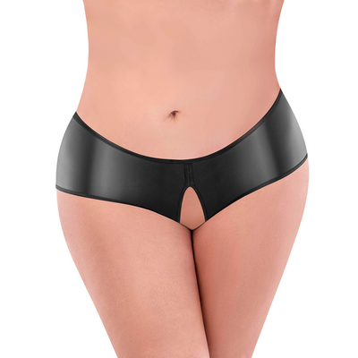 Liquid Onyx Split Back Boyshort – 2X – Zwart