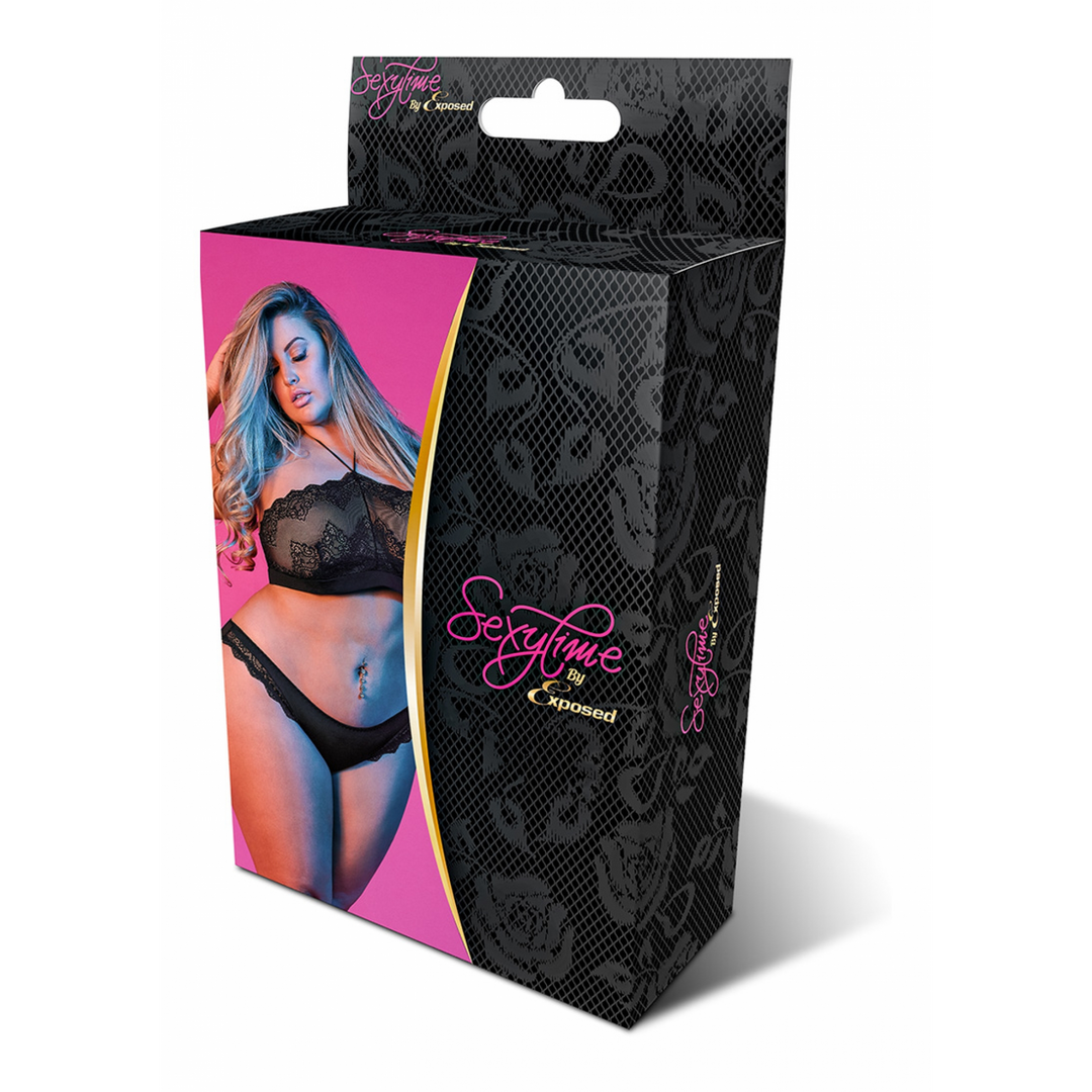 Halter Bandeaux en Panty Set – 2X – Zwart