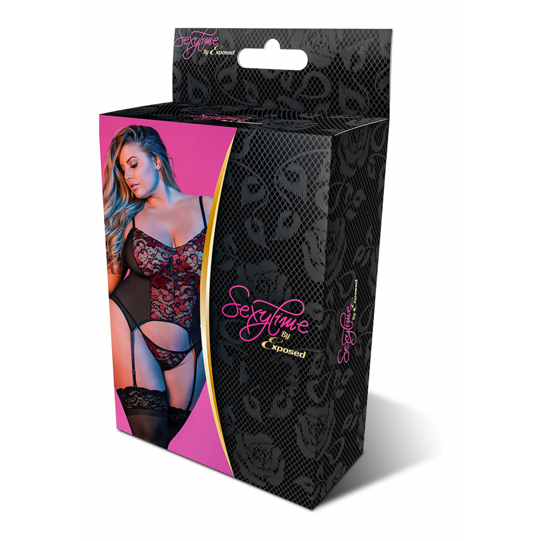 Merry Widow en G-String Set – 2X – Zwart