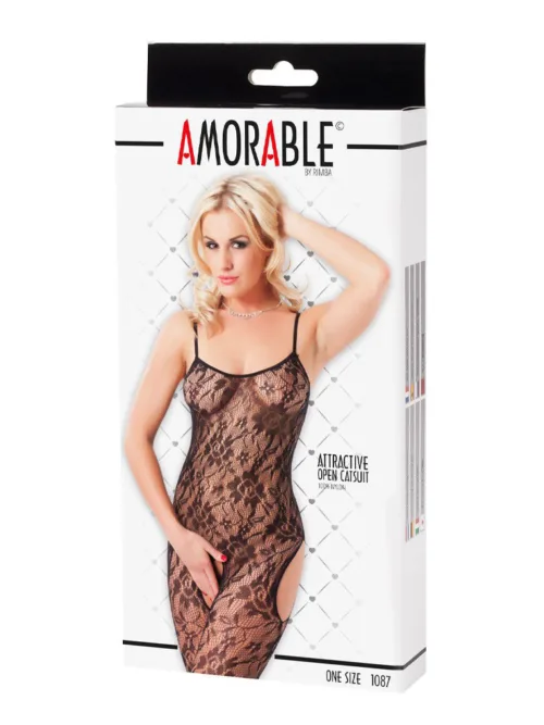 Amorable by Rimba – Open Catsuit – One Size – Zwart