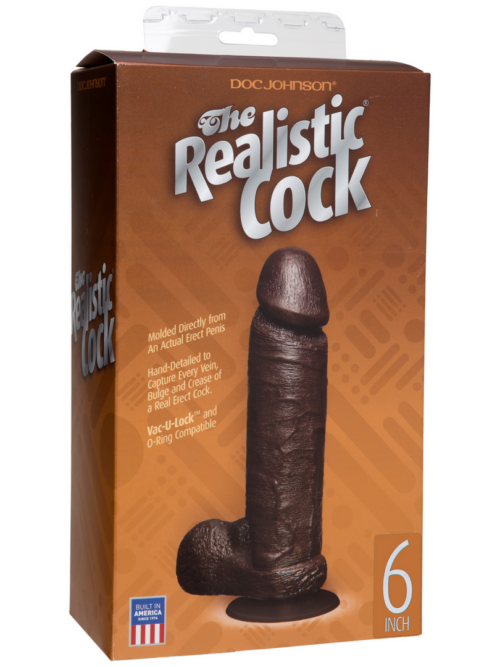 Realistische Cock met Ballen – Verwijderbare Vac-U-Lock Zuignap – 6 / 16 cm – Chocolade