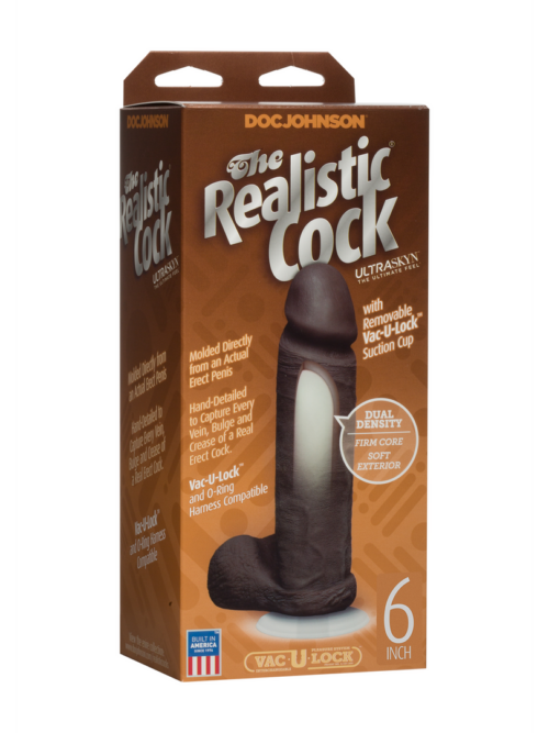 Realistische Cock met Ballen – Verwijderbare VacULock Zuignap – ULTRASKYN – 6 / 16 cm – Chocolade