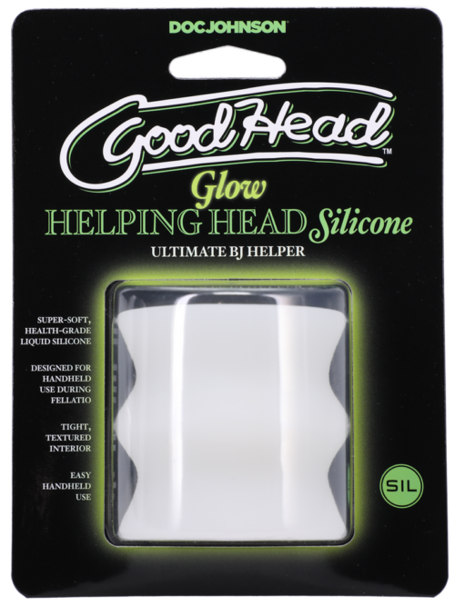 Glow Helping Head Silicone – Masturbator Sleeve – Frost / Green Glow