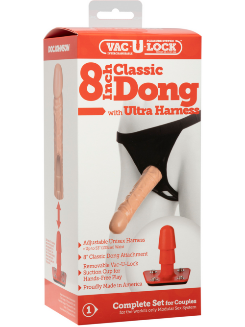 Klassieke dildo met Ultra harnas – 20 cm – Vanille