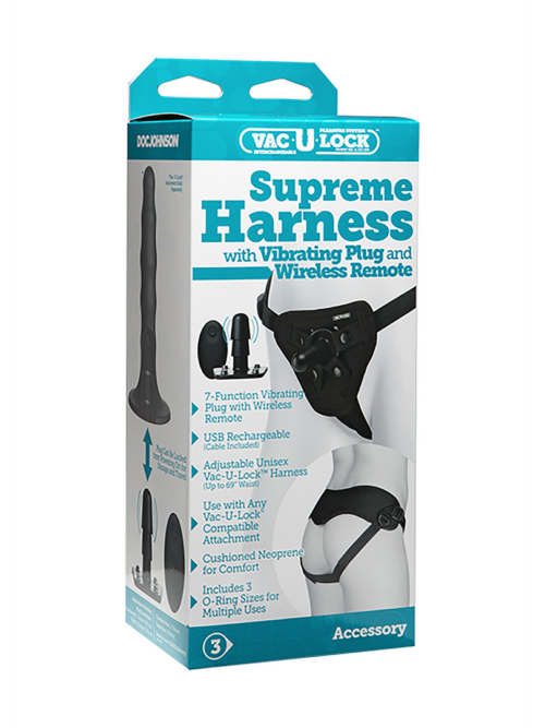 Supreme Harness met Vibrerende Plug en Afstandsbediening – 2 Stukken