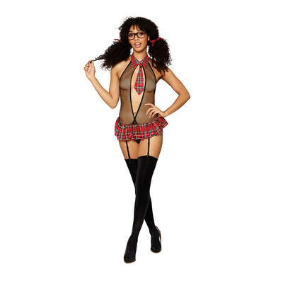Garter School Girl Teddy en Plastic Glasses – One Size