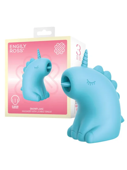 ER – Snowflake Unicorn – Massager met Likkende Tong – Blauw