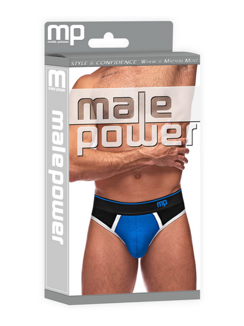 Panel Thong – S/M – Zwart/Blauw