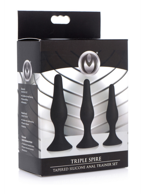 Triple Spire – Tapered Silicone Anale Trainer Set – 3 Stuks – Zwart