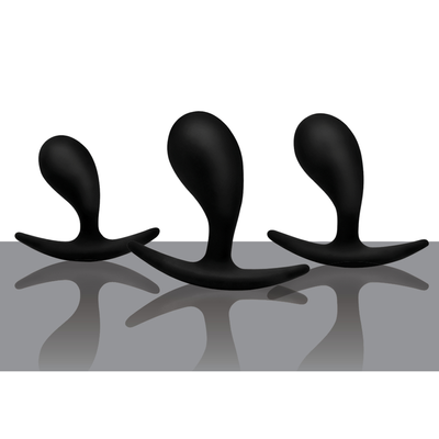 Dark Droplets – 3-delige Gebogen Anale Trainer Set – Zwart