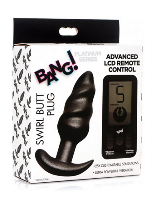 Vibrerende Silicone Swirl Plug met Afstandsbediening en 25 Snelheden