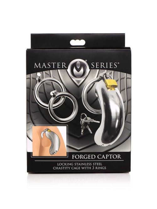 Vergrendelbare RVS Chastity Cage met 3 Ringen