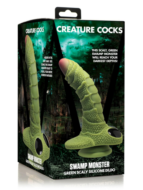 Swamp Monster Scaly Silicone Dildo – Zwart