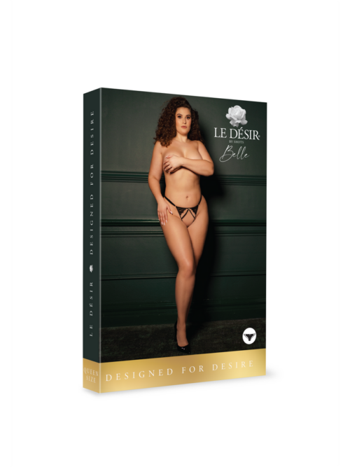 Cloé – String met Open Kruis, Verstelbare Sliders en Gouden Details – Plus Size