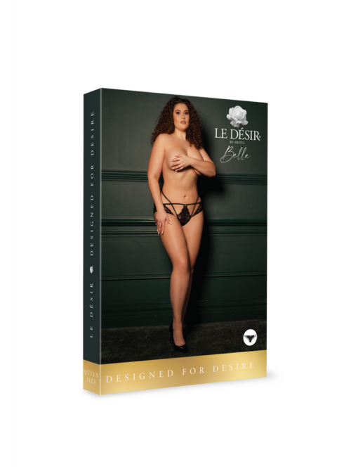 Léna – Slip met Open Katoen en Billen, Verstelbare Sliders en Gouden Details – Plus Size