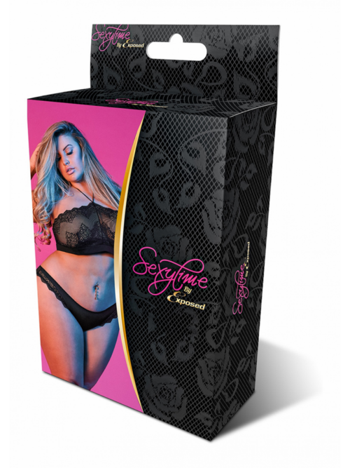 Halter Bandeaux en Panty Set – 2X – Zwart