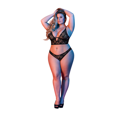 Ondersteunde Bralette en Panty Set – 2X – Zwart