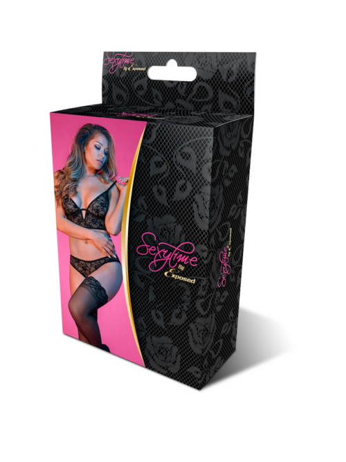 Ondersteunende Bralette en Panty Set – L/XL – Zwart