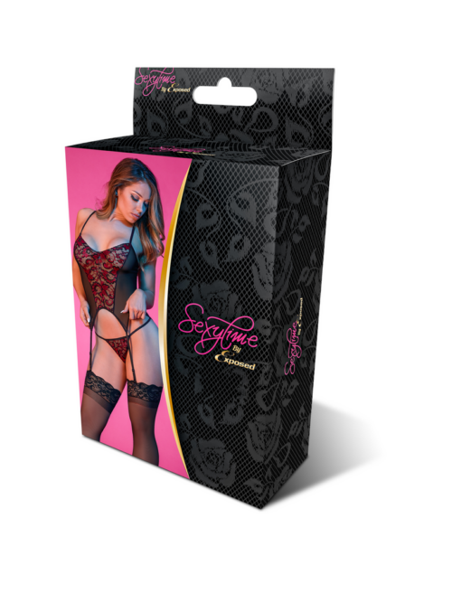 Merry Widow en G-String Set – L/XL – Zwart