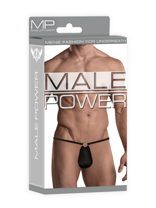 G-string met ring aan de voorkant – One Size – Zwart