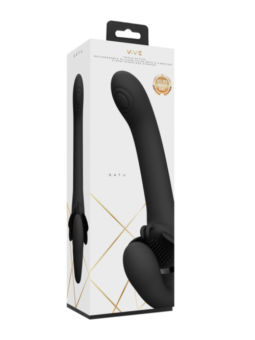 Satu – Pulse-Wave en Vibrerende Strapless Strapon – Zwart