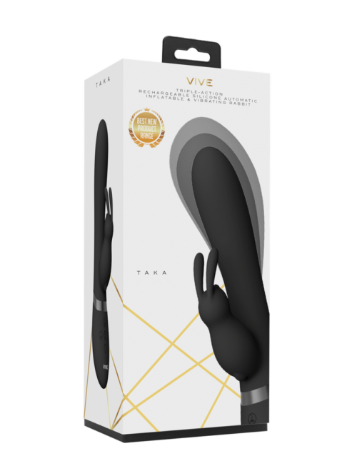 Taka – Opblaasbare en Vibrerende Konijnen Vibrator – Zwart