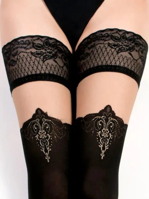 Ballerina – Fantasy Hold Ups – Kousen (50/20 denier) – Zwart & Transparant