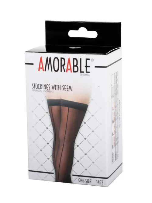 Amorable by Rimba – Kousen met Naad – One Size – Zwart