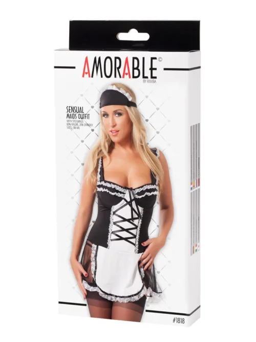 Amorable by Rimba – Dienster Uniform (5 delig) – Zwart / Wit