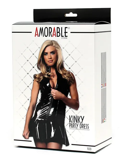 Amorable by Rimba – Party Jurk in Latex Look – Zwart