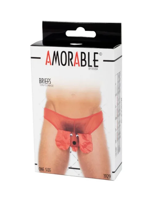 Amorable by Rimba – Doorzichtige string met hondenkop – One Size – Rood