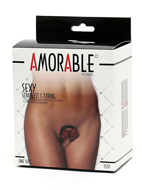 Amorable by Rimba – Strapless C-String – One Size – Zwart / Rood