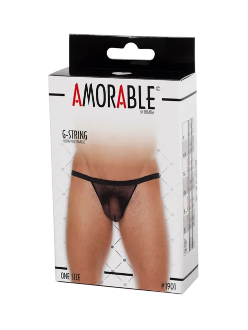 Amorable by Rimba – Doorzichtige string – One Size – Zwart