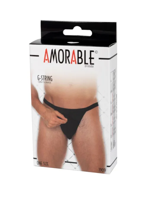 Amorable by Rimba – Doorzichtige string met ritssluiting – One Size – Zwart