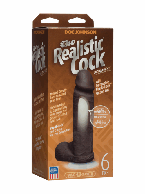 Realistische Cock met Ballen – Verwijderbare VacULock Zuignap – ULTRASKYN – 6 / 16 cm – Chocolade