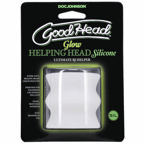 Glow Helping Head Silicone – Masturbator Sleeve – Frost / Green Glow