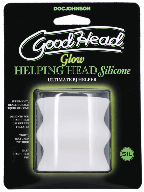 Glow Helping Head Silicone – Masturbator Sleeve – Frost / Green Glow