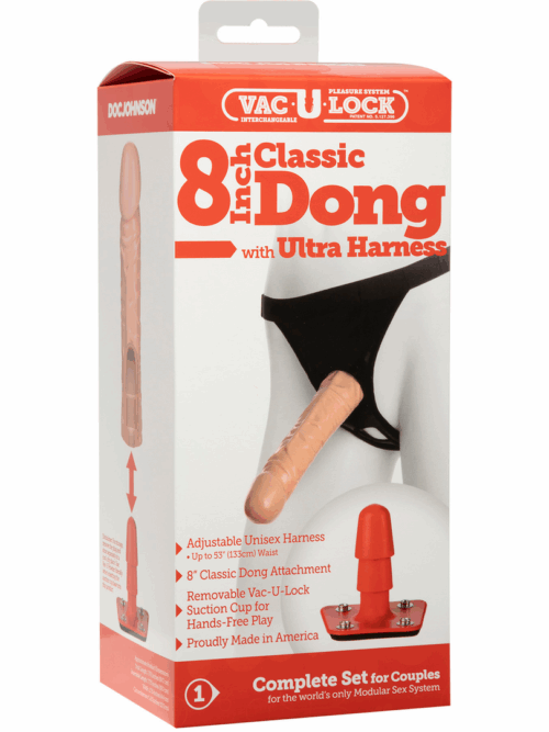 Klassieke dildo met Ultra harnas – 20 cm – Vanille