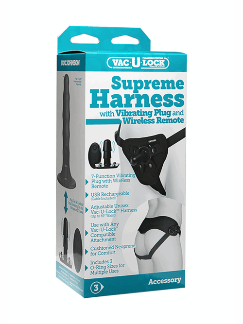 Supreme Harness met Vibrerende Plug en Afstandsbediening – 2 Stukken
