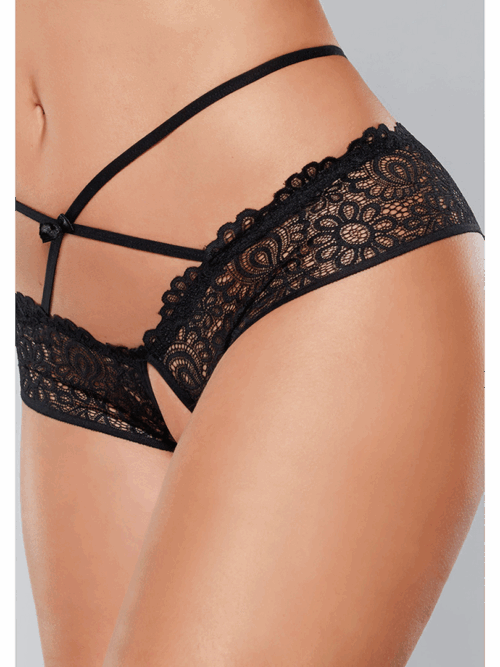 Open Panty met Kantafwerking en Kruisbanden – One Size