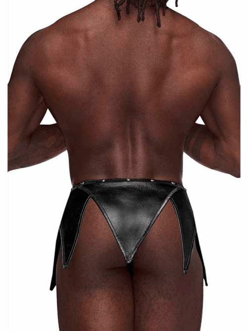Eros – Gladiator Kilt Ontwerp met een Aangekleed Thong – S/M – Zwart